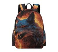 asbwuo Zaino Wolf Surrounded by Fire, grande capacità, resistente e leggero, zaino casual per laptop, per lavoro e viaggi