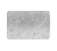 asbwuo Zerbino in morbida flanella con glitter argento sfumato e marmo bianco - Tappetino antiscivolo versatile, tappetino resistente per ingresso interno, lavanderia, ufficio e terrazza