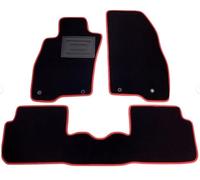 ASC tappetino tappeto tappetti auto compatibili con FIAT Punto EVO-EASY dal 2012 al 2019 tappeti auto in moquette posteriore intero, bordo rosso,bottoni e battitacco