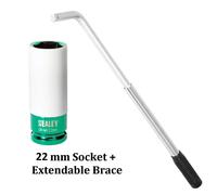 ASC2 Chiave Per Dadi Ruota In Lega Impatto 22mm A Staffa Estensibile Telescopica