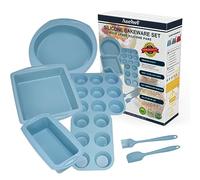 Aschef 7in1 Stampo Torta Silicone Antiaderente Teglia Forno Set per Uso Alimentare Resistente al Calore Stampi in Silicone per Dolci Plumcake Muffin Pane Panettone Pizza Torte Cupcake
