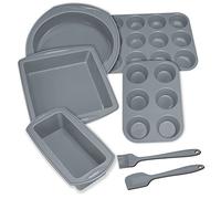 Aschef Economico 12pz Stampo Torta Silicone Antiaderente Teglia Forno Set Senza BPA per Uso Alimentare Resistente al Calore Stampi per Dolci Pane Panettone Pizza Plumcake Torte Muffin Cupcake Grigio