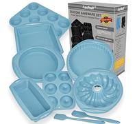 Aschef Economico 9pz Stampo Torta Silicone Antiaderente Teglia Forno Set per Uso Alimentare Resistente al Calore Stampi per Dolci Pane Panettone Pizza Plumcake Torte Muffin Cupcake