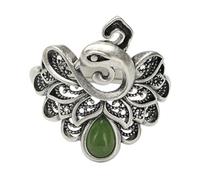 ASCHXUGX Anello Di Giada Regolabile in Argento Sterling Phoenix S925 Vintage, Anello Di Gemme Da Donna Alla Moda,Argento,5