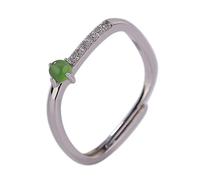 ASCHXUGX Anello Quadrato Regolabile in Argento Sterling Hetian Jade, Elegante Anello in Argento Sterling S925 Per Le Donne,Verde,6
