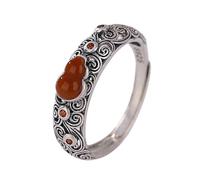 ASCHXUGX Anello Regolabile in Argento Sterling Vintage Nuvole Di Buon Auspicio Zucca Di Giada, Anello Alla Moda in Argento Sterling S925 Per Le Donne,Rosso,12