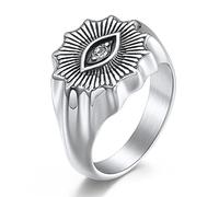 ASCHXUGX Anello Vintage Con Diamante Incastonato, Anelli Da Uomo E Da Donna in Acciaio Inossidabile Alla Moda,Argento,11