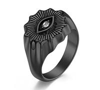 ASCHXUGX Anello Vintage Con Diamante Incastonato, Anelli Da Uomo E Da Donna in Acciaio Inossidabile Alla Moda,Nero,11