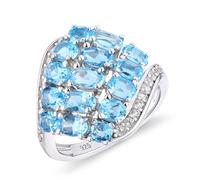 ASCHXUGX Anello Vintage Con Pietra Zaffiro in Argento Sterling, Elegante Anello Con Pietra Preziosa Da Donna in Argento Sterling S925,Blu,10