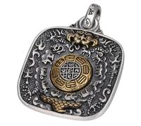 ASCHXUGX S925 Argento Sterling Zodiaco Nove Palazzo Otto Trigrammi Ciondolo, Uomini E Donne Sei Parole Della Verità Zodiaco Ciondolo Collana,Argento,Pendant + Chain 65cm