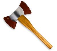 Ascia Accetta Doppia Xforst X-DB in acciaio al carbonio forgiato. Manico in legno di Hickory con fodero per la lama in vero cuoio nero. Ascia vichinga. 42 cm / 1,4 kg.