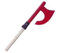 Ascia Vichinga in Legno - Ascia per Giochi di Ruolo Medievali - Made in Italy, Artigianale con Inserto in Vera Pelle, Sicura e senza Schegge - Costume Giochi Medievali (ROSSO, VICHINGA)