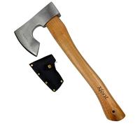 Ascia Vichinga Xforst 38 cm - Accetta Bushcraft per Campeggio, Sopravvivenza e Outdoor - Testa Forgiata Acciaio al Carbonio, Manico in Hickory Americano, Fodero in Vera Pelle, 0,86 kg - X-H6 xx