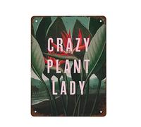 Ascigo Decorazione in latta per parete Crazy Plant Lady, Altered Vintage, Arte urbana, Decorazione eclettica, Poster Plant Lady, Arte Verde, Decorazione Massimalista Divertente Decorazione per la Casa