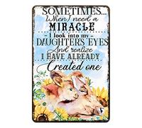 Ascigo Decorazione in metallo per esterni, mucca, girasole, I Need A Miracle I Look Into My Daughters's Eyes, per bar, fattoria, caffetteria, mucca, targa in metallo, decorazione da parete divertente