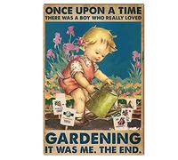 Ascigo Decorazioni in metallo per esterni cartelli da giardinaggio Once Upon a Time There was a Boy Loved Gardening Garden Vintage Signs Love Gardening Lovers Gardener Tin Sign for Men 20,3 x 30,5 cm