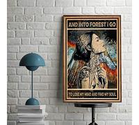 Ascigo Targa in metallo decorativa vintage hippie girl and into the forest I Go to Lose My Mind and Find My Soul vintage hippie Soul regalo latta segno chic arte parete metallo divertente targa regalo