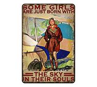Ascigo Targa in metallo retrò con scritta in inglese "Some Girls are Just Born with The Sky in Their Souls", per casa, cucina, bar, caffetteria, club, grotta, decorazione da parete pilota, in metallo