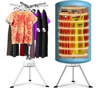 Bakaji Asciugabiancheria Elettrico a Pallone Asciugatrice Stendino Asciuga Biancheria ad Aria Calda Potenza 1000 W con Timer 180 min e Doppia Ventilazione Dimensione 150 x 65 cm