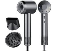 Asciugacapelli, 160.000 Giri/min Phon Capelli Professionale con 500 Milioni Ioni Negativi, 3 Velocità & 4 Temperature, Basso Rumore, Diffusore Magnetico e Ugello Inclusi