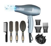Asciugacapelli agli ioni asciugacapelli ad asciugatura rapida Salon 2100W asciugacapelli professionale 2 velocità 3 impostazioni di calore Famiglia Salon (Grigio argento)