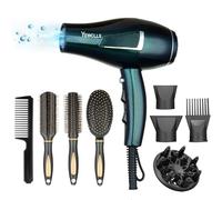 Asciugacapelli agli ioni asciugacapelli ad asciugatura rapida Salon 2100W asciugacapelli professionale 2 velocità 3 impostazioni di calore 2 concentratori 4 pettini 1 diffusore Famiglia Salon (verde)