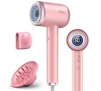 Asciugacapelli agli ioni con diffusore magnetico,DEWILY con motore brushless da 110,000 giri/min, asciuga rapidamente da viaggio, 300 milioni di ioni negativi（Rosa con 2 ugelli）
