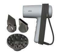 Asciugacapelli Braun HD2.21, potente con diffusore e concentratore, Tecnologia IONTEC, motore da 2200W, 3 temperature e 2 velocità, bianco, BRHD235E