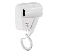 Asciugacapelli da Parete 1200W con Supporto a Muro - Aria Calda e Fredda, Spegnimento Automatico, Cavo Spiralato, Design Compatto in ABS, Ideale per Hotel, B&B e Bagno di Casa