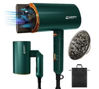 Asciugacapelli da Viaggio Ionico Pieghevole 2200W Phon per Capelli con Diffusore e Ugelli Hair Dryer, Portatile Riparazione Blu Ray Asciugatura Veloce Lucido e Liscio per Viaggi Casa verde
