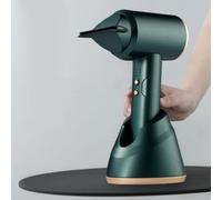 Asciugacapelli da viaggio portatile con ugello stretto, asciugacapelli senza fili, caldo e freddo regolabili, base ricaricabile, asciugacapelli silenzioso e leggero con spia luminosa(Green)