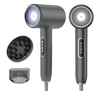 Asciugacapelli Ionico 2400W,Professionali Salone Phon con Display LCD, 3 Impostazioni di Temperatura, 2 Velocità,Hair Dryer con Diffusore e Ugello per lo Styling,Asciugacapelli Compatto per Viaggio