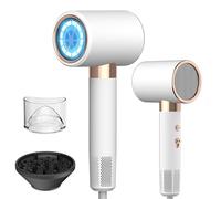 Asciugacapelli ionico professionale, asciugacapelli da 2400 W con pulsante caldo/freddo, 3 impostazioni di temperatura, diffusore incluso, adatto per parrucchieri professionali/domestici (Bianco)