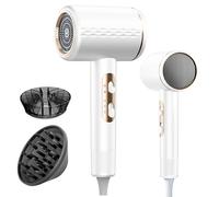 Asciugacapelli ionico professionale, asciugacapelli da 2400 W con pulsante caldo/freddo, 3 impostazioni di temperatura, diffusore incluso, adatto per parrucchieri professionali/domestici (Bianco)
