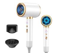 Asciugacapelli ionico professionale, asciugacapelli da 2400 W con pulsante caldo/freddo, 3 impostazioni di temperatura, diffusore incluso, adatto per parrucchieri professionali/domestici (Bianco)