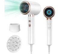Asciugacapelli ionico professionale, asciugacapelli da 2400 W con pulsante caldo/freddo, 3 impostazioni di temperatura, diffusore incluso, adatto per parrucchieri professionali/domestici (Bianco 1)