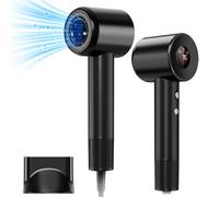 Asciugacapelli Ionico, YAIAWISU Phon ad Alta Velocità, Motore Brushless 140.000 Giri/Min - LED Display, 500 Milioni di Ioni Negativi Asciugacapelli per Casa, Viaggi e Salone (Nero brillante)