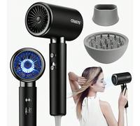Asciugacapelli nero classico CRASTS con tre impostazioni di temperatura, cura dei capelli a temperatura costante, passaggio tra aria fredda e calda con un solo pulsante, fornito con ugello concentrato
