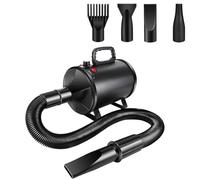 Asciugacapelli per cani, 2800 W, professionale per cani, velocità regolabile, Pet Dryer per animali domestici, ventilatore con 4 ugelli e tubo da 2,5 m