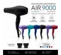 Asciugacapelli Professionale 2200W Air 9000 Soft Touch Silenzioso 2 Beccucci