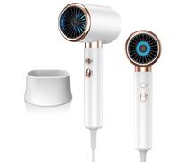 Asciugacapelli professionale, 2400 W, asciugacapelli agli ioni, asciugacapelli da viaggio, asciugatura rapida, 3 temperature/2 velocità, protezione da surriscaldamento, salone per la casa (bianco)
