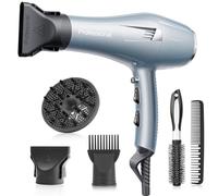 Asciugacapelli professionale agli ioni di litio, asciugacapelli per capelli con 1 diffusore, 2 ugelli per lo styling, 3 riscaldatori e 2 livelli di velocità, cavo di alimentazione lungo 2,5 metri