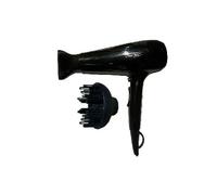 Asciugacapelli Professionale Agli Ioni Phon Fono per Capelli con Diffusore Nero