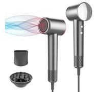 Asciugacapelli Professionale con Ioni, Careboda Phone Capelli ad Alta Velocità, Ionic Hair Dry per Capelli con Diffusore e Concentratore, 4 Temperature/ 2 Velocita, 1600W (Grigio saggezza)