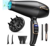Asciugacapelli professionale GLAM 2300 W, motore AC ad asciugatura rapida, salone con 3 livelli di riscaldamento, 2 velocità, pulsante di raffreddamento, con diffusore, ugello, pettine concentratore