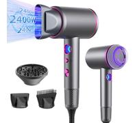 Asciugacapelli Professionale, Unipampa 2400W Phon Capelli, AC Motore Phon Per Capelli, Phone Professionale, Asciugacapelli Ionico Con 3 allegati, 3 Temperature/ 3 Velocita, Pulsante Aria Fredda