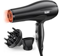 YASHE HD-8009BF Asciugacapelli Professionale, 2400W Phon Capelli Ionico da Salone con Diffusore e Bocchetta, Asciugatura Veloce con 2 Velocità, 3 Impostazioni di Calore e Pulsante Cool