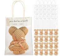 Asciugamani a forma di orso, 20 set di bomboniere per baby shower, 12x12 pollici Asciugamani a forma di orso morbidi e carini con borsa squisita per matrimonio, laurea, San Valentino, forniture di co