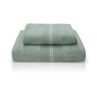 Asciugamani bagno Set 1+1 in spugna bordo lavorato Viso e Ospite 6844