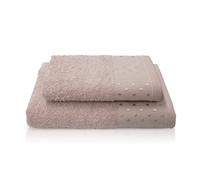 Asciugamani bagno Set 1+1 in spugna Viso e Ospite con pois 6843